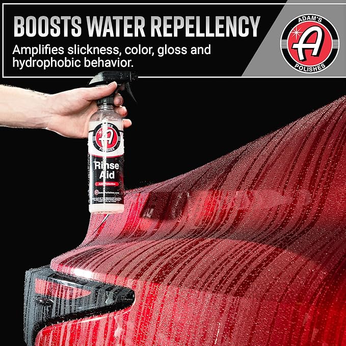 Adam's Polishes Rinse Aid 16oz - Enhances Gloss, Slickness, Color - Use With Foam Gun or Foam Cannon - Ceramic Coating Silica Infused Complete Vehicle Protectant and Exterior Sealant