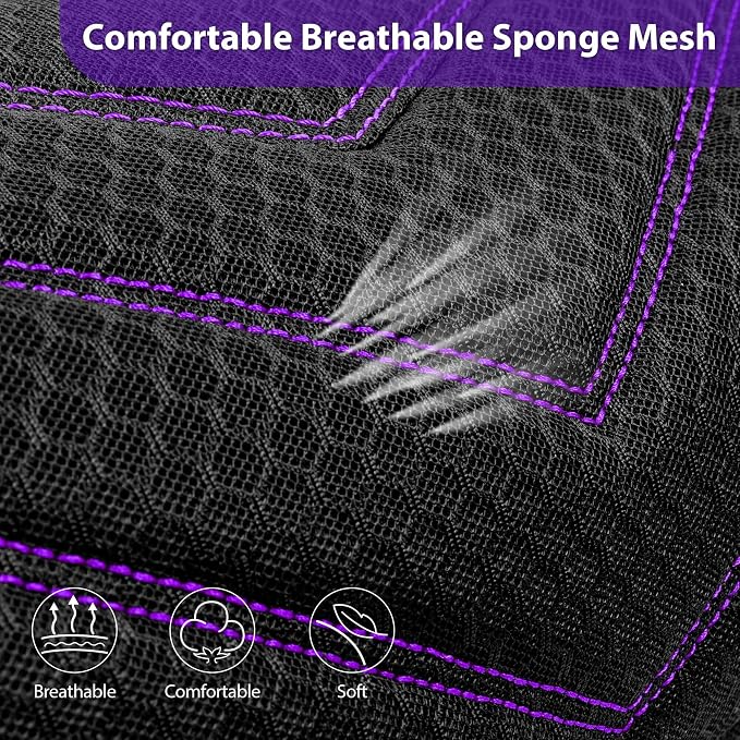 CAR PASS 3D Foam Mesh Leather Car Seat Covers Front Seats, Breathable Front Seat Cover for Cars, Comfortable Universal Fit for SUV Truck Sedan Automotive Anti-Slip Airbag Compatible, Black and Purple