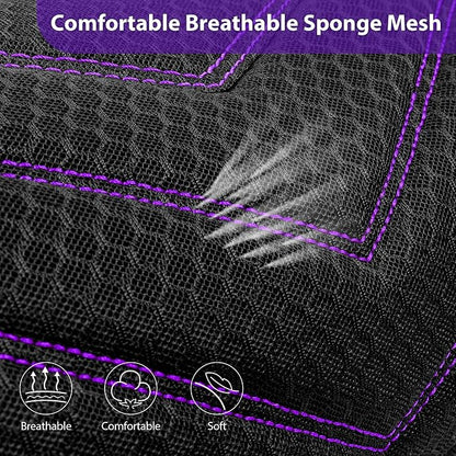 CAR PASS 3D Foam Mesh Leather Car Seat Covers Front Seats, Breathable Front Seat Cover for Cars, Comfortable Universal Fit for SUV Truck Sedan Automotive Anti-Slip Airbag Compatible, Black and Purple