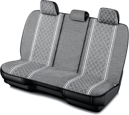 Road Comforts Baja Bench Seat Covers Grey Diamond Rear Blanket Seat Covers - Jacquard Fabric, Airbag Compatible, Universal Fits Car, Truck, SUV, and Vans