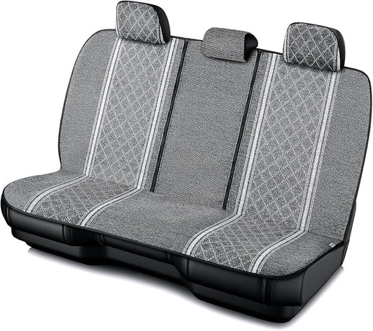 Road Comforts Baja Bench Seat Covers Grey Diamond Rear Blanket Seat Covers - Jacquard Fabric, Airbag Compatible, Universal Fits Car, Truck, SUV, and Vans
