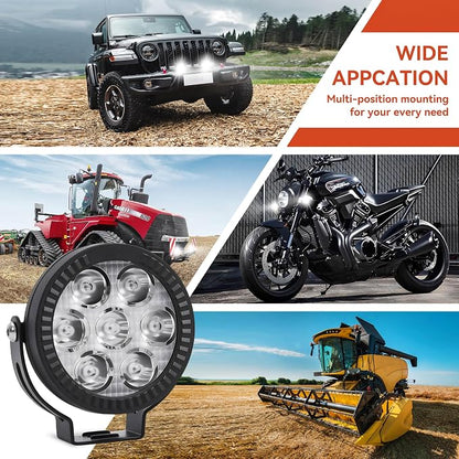 2Pcs 4.5inch 120W LED Light Pods with Amber Covers, 12000LM Yellow Fog Light Pods LED Light Bar Offroad Driving Lights,for Jeep Wrangler Truck Car ATV SUV Motorcycle Cabin Boat (2Pcs 4.5Inch Lights)