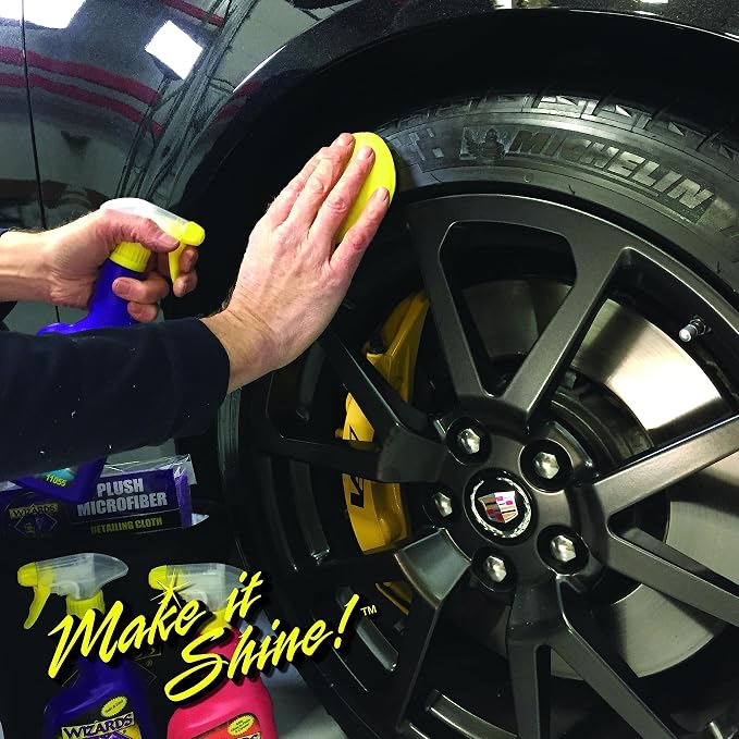 Wizards Exterior Detailing Tools Yellow Foam Detail Pad Set - Cleaners, Applicator Pads and Tools for Car Care - Durable and Multi Use Wax Foam Pad - Car Detailing Kit Essentials - 2 Pcs