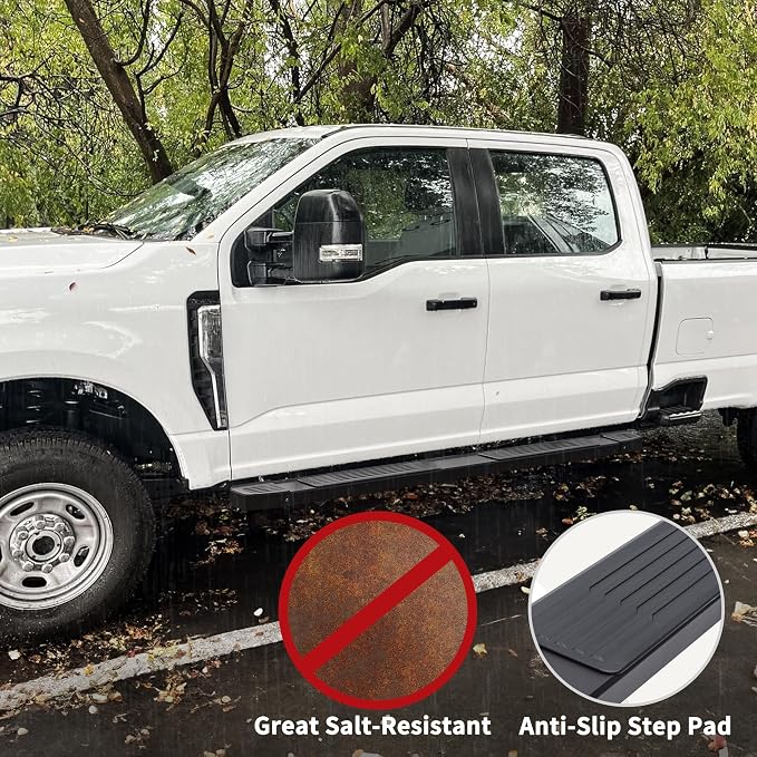 YITAMOTOR 6 Inches Running Boards Compatible with 2007-2018 Chevy Silverado/GMC Sierra 1500, 2007-2019 2500HD 3500HD, 2019 LD/Limited Crew Cab, Stainless Steel Side Steps Black Nerf Bars