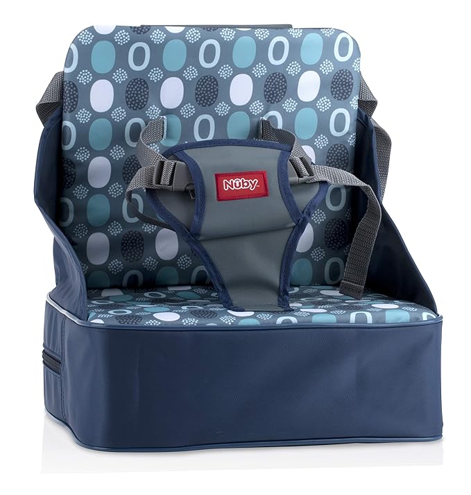 Nuby Easy Go Booster Seat for Kitchen Chair - Travel Booster Seat for Babies and Toddlers - 9+ Months - Holds up to 35 Pounds - Blue