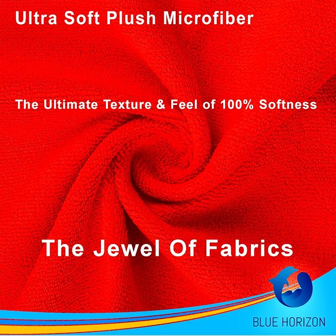 Red Microfiber Cleaning Towels, 3 Dozen Dual-Sided Cleaning Cloths Bulk Pack, Ultra Soft Plush Wash-Cloths, Micro-fiber Detailing Cleaning Cloths for Car, Household and Commercial (Red, 16" x 16")