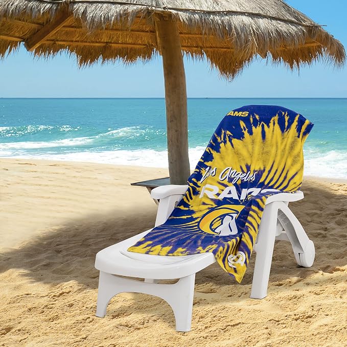 Northwest NFL Los Angeles Rams Unisex-Adult Beach Towel, 30" x 60", Psychedelic