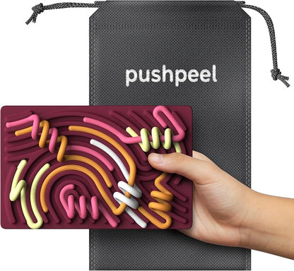 Pushpeel Sensory Activity Board: Silicone Fidget Toy for Calming, Stress, Anxiety, ADHD & Autism | Silent, No Mess | Kids 3+ & Adults | Includes Portable Travel Bag & 11 Strings