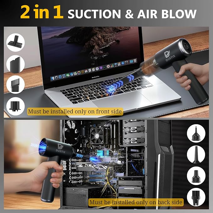 Car Vacuum Cordless Handheld Vacuum Cleaner Mini Portable Car Vacuum Brushless Motor Rechargeable Type C Blower Inflator Deflator Car Cleaning Kit (DX-1 Pro)