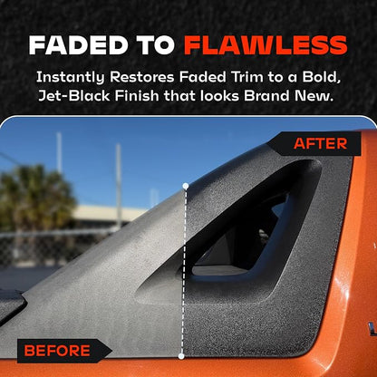BLAZON Black Trim Restorer – Dye-Infused Plastic Restorer for Faded Exterior Trim, Deep Black Finish, Scratch Correction, Long-Lasting Durability & UV Protection - 8 oz