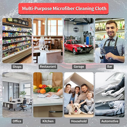 White Microfiber Cleaning Cloths, 100 Pack Shop Towels Rags, Bulk Absorbent Lint-Free Detailing Cleaning Rags Microfiber Towels for Car Mechanic Automotive Garage Housekeeping, 11.5"*11.5"
