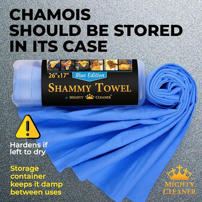 Premium 2pk +1 Free Shammy Cloth for Car Drying - 26"x17" - Super Absorbent Chamois Towel - Scratch-Free, Reusable & Soft Wash Cloth - Car Drying Towels