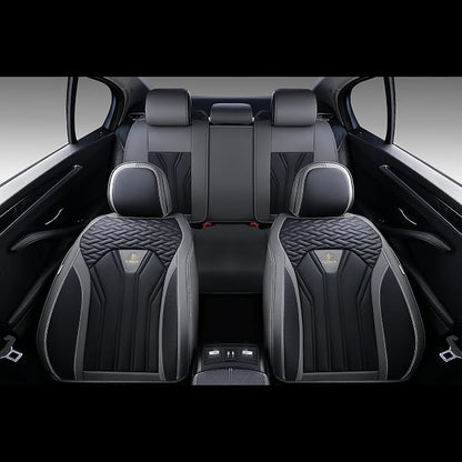 FLORICH Rear Seat Covers Leather Car Seat Covers Waterproof Back Seat Cover Automotive Seat Covers Universal Seat Cushion Protector for Most Cars Trucks SUV-Gray&Black