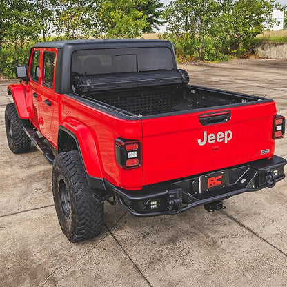 Rough Country Hard Roll-Up Tonneau Cover for Jeep Gladiator JT (2020-2026) - Aluminum Truck Bed Cover, Fits 5' Bed