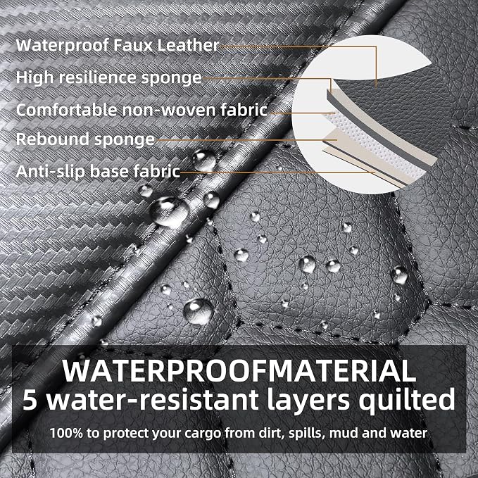 Elantrip 2PCs Front Car Seat Covers Leather Water Proof Seat Protector Universal fit for Most Cars SUVs and Trucks Carbon Fiber Black