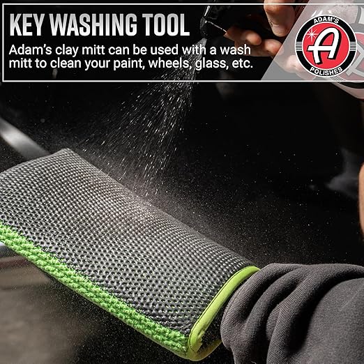 Adam's Clay Mitt (Green, 2pk) - Car Detailing Medium Grade Clay Mitt Glove Quickly Removes Debris from Your Vehicle Exterior Paint, Glass, Wheels, Chrome & More