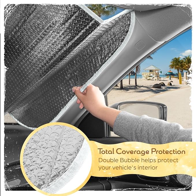 Carbella Blue Daisy Car Windshield Sun Shade - Sun Visor Sunshade for Car Windshield - Window Shades for Cars, SUV & Truck - Dash Cover UV Protection for Front Window Shade Accessories - 57" x 27"