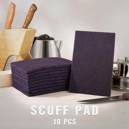 S SATC 6" x 9" Purple General Purpose Scuff Pads,10 Pack Paint Primer Prep Adhesion Scratch Automotive Pads for Scuffing,Scouring,Sanding