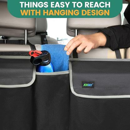 JOYSKY Hanging Trunk Organizer for SUV – Backseat Car Storage Bag, Large Collapsible Backseat Trunk Organizer with Adjustable Straps, Space Saving Car Organization Accessories for Truck MPV Van