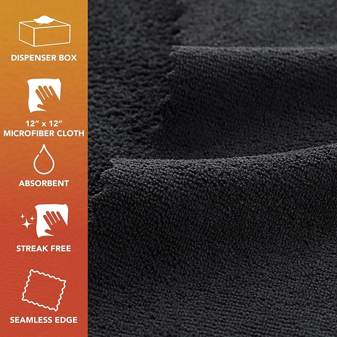 Arkwright Smart Rags Microfiber Cleaning Cloths Bulk, Case of 400, Lint Free 180 GSM Reusable Towels for Auto, Office and Household Cleaning, 12 x 12 in, Black