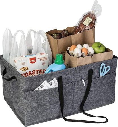 Honey-Can-Do Heavy Duty Large Collapsible Trunk Organizer with 3 Dividers, Exterior Pockets & Carrying Handles | Cargo Storage Bin for SUV, Truck, Groceries & Tools