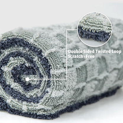 Greenfound 1000GSM Car Drying Towel 18"x24", Edgeless Double Twist Pile, Ultra Absorbent Microfiber Towel, Scratch-Free Lint-Free Streak-Free for Auto Detailing & Car Wash – Check Silver&Grey