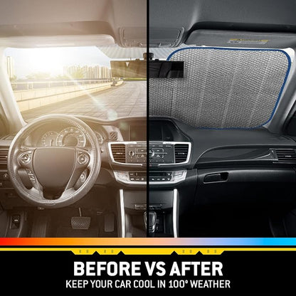 BDK Classic Batman Front Windshield Auto Shade, Accordion Folding Auto Sunshade for Car Truck SUV-Blocks UV Rays Sun Visor Protector, Keeps Your Vehicle Cool-58 x 27 Inch