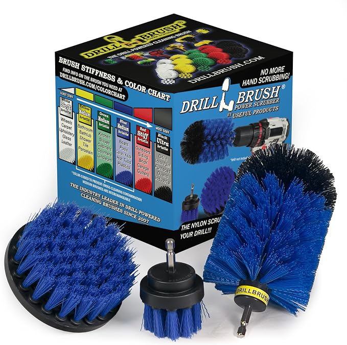 Blue Medium Stiffness Boat Brush Cleaning Set - Pool Liner Cleaning Tools Supplies - Pool Cleaner - Professional Aquarium Cleaner Set - Car Wash Detailing and Scrubbing Brush Kit – Boat Scrubber