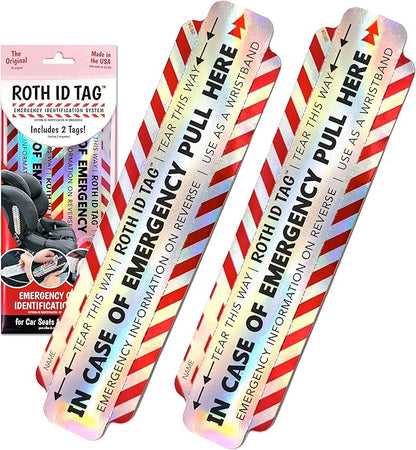 Emergency Contact Identification System for Car Seats, Booster Seats, Baby Gear | Original ROTH ID TAG Kit (2 Tags)
