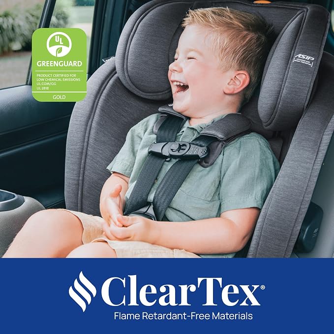 Chicco OneFit Max ClearTex All-in-One Car Seat with LeverLock Installation, Slim Design, Convertible Car Seat, Seat for Infants and Children 5-100 lbs, Ash/Grey