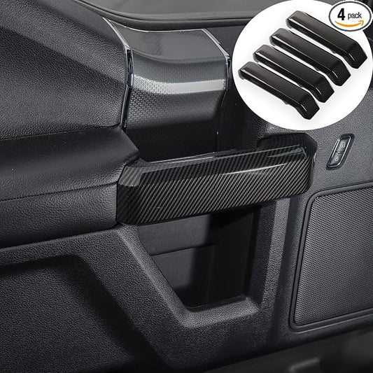 Voodonala for F150 Inner Door Handles Covers Interior Decoration Trim Kits for F150 2015-2020 Accessories, Carbon Fiber Grain, 4Pack