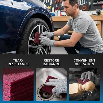 S SATC 6" x 9" Maroon General Purpose Scuff Pads,10 Pack Automotive Pads for Scuffing,Scouring,Sanding,Paint Primer Prep Adhesion Scratch for Automotive Restoration,Handicrafts