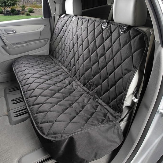 4Knines Back Seat Pet Cover for Dogs w/o Hammock – 54" Wide, Waterproof Car Seat Cover, Non-Slip, Heavy-Duty – Fits Cars, SUVs, Small Trucks – 2 Seat Belt & Latch Access – Back Seat Protector (Black)
