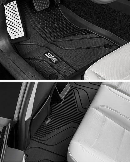 3W Model 3 Floor Mats 2025 2024 with Metal Pedal, Highland Floor Liner, All Weather Custom Fit Accessories Black