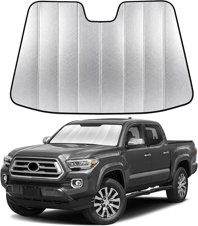 EcoNour Accordion Foldable Windshield Sun Shade Fit for Toyota Tacoma 2016-2021 2022 2023 Sunshade, Front Car Window Shades Sun Visor, Blocks UV Rays & Heat, Car Accessories