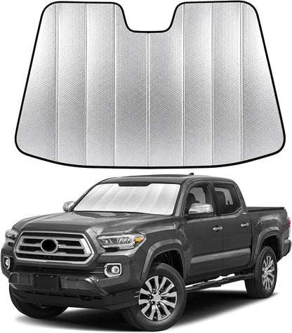 EcoNour Accordion Foldable Windshield Sun Shade Fit for Toyota Tacoma 2016-2021 2022 2023 Sunshade, Front Car Window Shades Sun Visor, Blocks UV Rays & Heat, Car Accessories