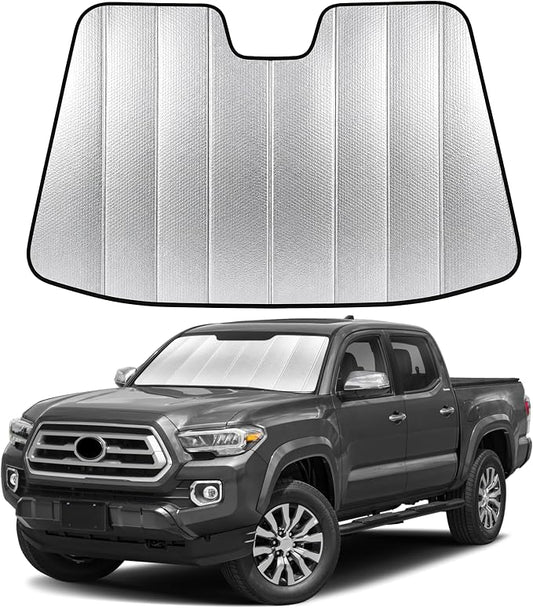 EcoNour Accordion Foldable Windshield Sun Shade Fit for Toyota Tacoma 2016-2021 2022 2023 Sunshade, Front Car Window Shades Sun Visor, Blocks UV Rays & Heat, Car Accessories