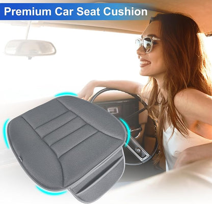 Lofty Aim Car Seat Cushion, Driver Cushion with Comfort Memory Foam & Non-Slip Rubber Bottom, Car Seat Pad Works with 95% of Vehicles and Office Chair or Home - 4D Dark Grey