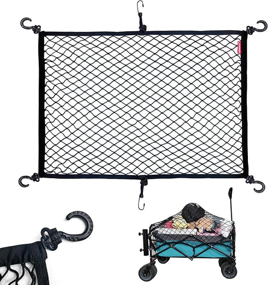 MAMIKO Cargo Net for Utility Folding Wagon, Garden Cart, Folding Trolley Cart, Beach Cart, Made of Heavy-Duty Elastic Nylon net 24"X35.5"to 47"×71"