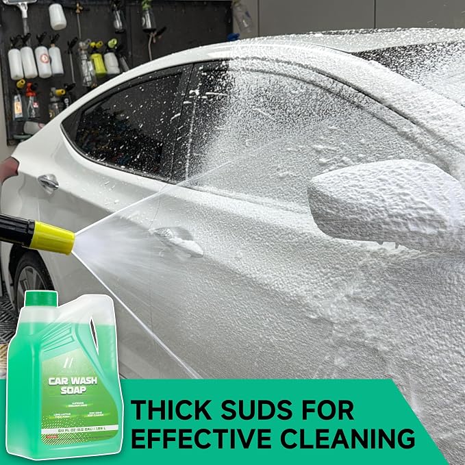 M MINGLE Pressure Washer Gun with Foam Cannon, 64 Fl Oz Car Wash Soap & 5 Power Washer Nozzle Tips, Car Wash Foam Gun for Car Washing, Patio Cleaning