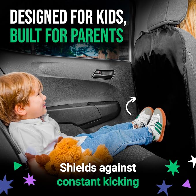 Todays Kids 2 Pack Kick Mats Back Seat Protector - Backseat Car Organizer for Kids, Car Storage Organizer, Back Seat Cars Organizers, Cars Organizers Backs Seats, Travel Accessories, No Pockets