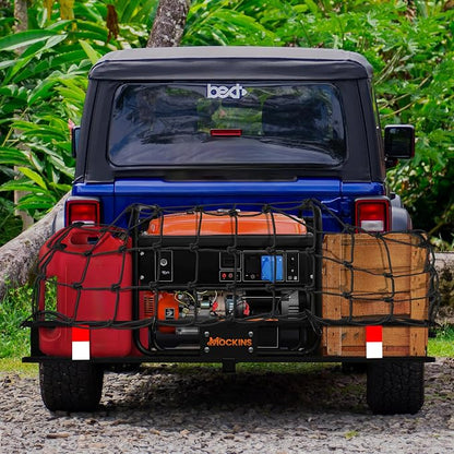 Mockins 39"x36" Elastic Cargo Net for Pickup Truck Bed, Cargo Racks & More | 6mm Thick Bungee Net with Hooks | Automotive Cargo Nets Stretching Up to 80"x75" | 4"x4" Heavy Duty Netting for Payloads