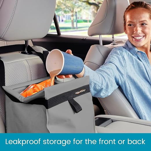 High Road TrashStash Hanging Car Garbage Bag with Push-Close Lid and Waterproof Bin for Cars, SUVs and Trucks - Holds 3 Gallons of Car Trash