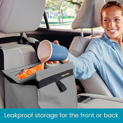 High Road TrashStash Hanging Car Garbage Bag with Push-Close Lid and Waterproof Bin for Cars, SUVs and Trucks - Holds 3 Gallons of Car Trash