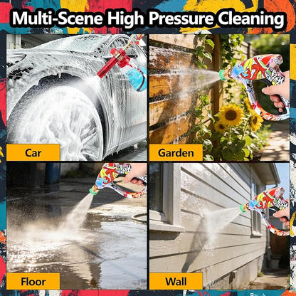Foam Cannon Kit with Graffiti Short Pressure Washer Gun 3/8" Quick Connect M22-15mm Adapter Adjustable Snow Foam Bottle with 1/4" Quick Connect and 5 Nozzle Tips for Car Wash