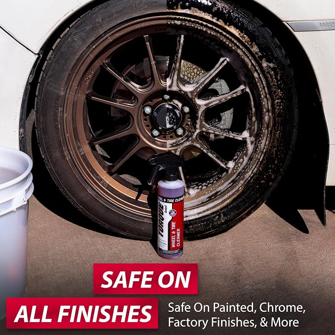 Torque Detail Wheel & Tire Cleaner 16oz - 2 in 1 Formula, Brightens & Cleans Brake Dust Rim Cleaner - Cleanses Tires To Restore Back To Like New Appearance - Professional Strength Car Detailing