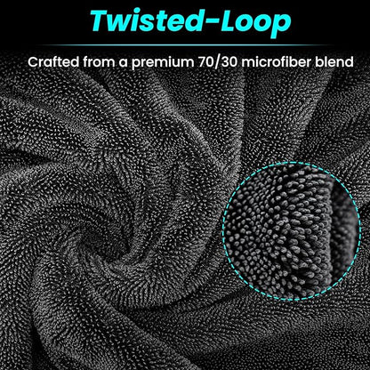 2 Pack 1300 GSM Car Drying Towel,Double-Sided Microfiber Towels for Cars(24'' x 36''&16 ''x 16''),Extra Large Ultra Absorbent,Without Residual Lint,Scratches or Water Spots