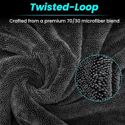 2 Pack 1300 GSM Car Drying Towel,Double-Sided Microfiber Towels for Cars(36" x 24"),Extra Large Ultra Absorbent,Without Residual Lint,Scratches or Water Spots