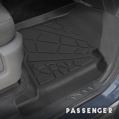 KARPAL Floor Mats for 2010-2014 Ford F150 SuperCrew with 1st Row Bucket Seat, Custom Fit TPE All Weather Ford F-150 Accessories 1st & 2nd Row Floor Liner