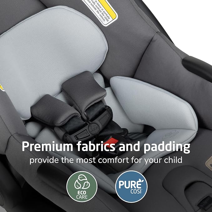 Maxi-Cosi Mico Pro Baby Infant Car Seat with Base, Ventilated Chair, Soft Headrest Pad, Easy-Install Latch, Adjustable Belt Guide, 3-Position Base, Stroller-Ready, 4-30 lbs, up to 32 in, Sea Salt
